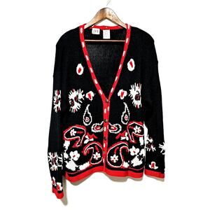 Ivy Sweater Cardigan Vintage 90's Embroidered Oversized Women's Size Medium
